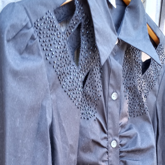 Cache cut out beaded button down shirt - Picture 3 of 5